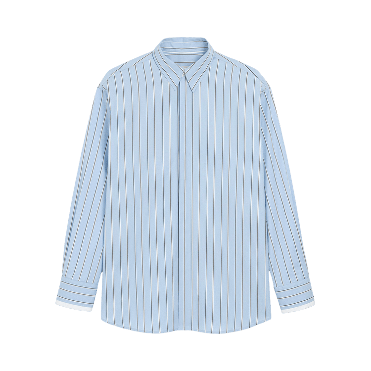 Ami Large Fit Shirt With Double Sleeves And Removable Collar 'Bleu Roi / Blanc'
