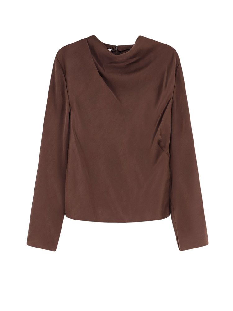 Vince Draped Neck Long Sleeve Top