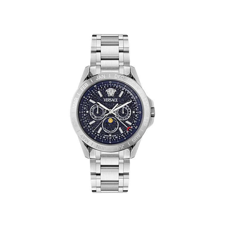 Versace V Galaxy Moonphase Bracelet Watch 'Stainless Steel'