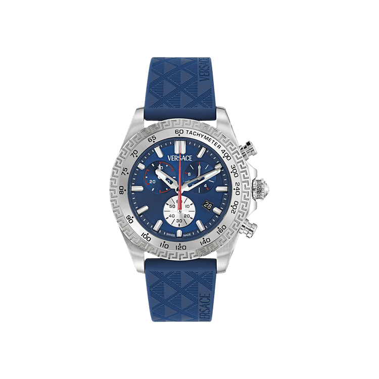 Versace Chrono X Leather Watch 'Stainless Steel'