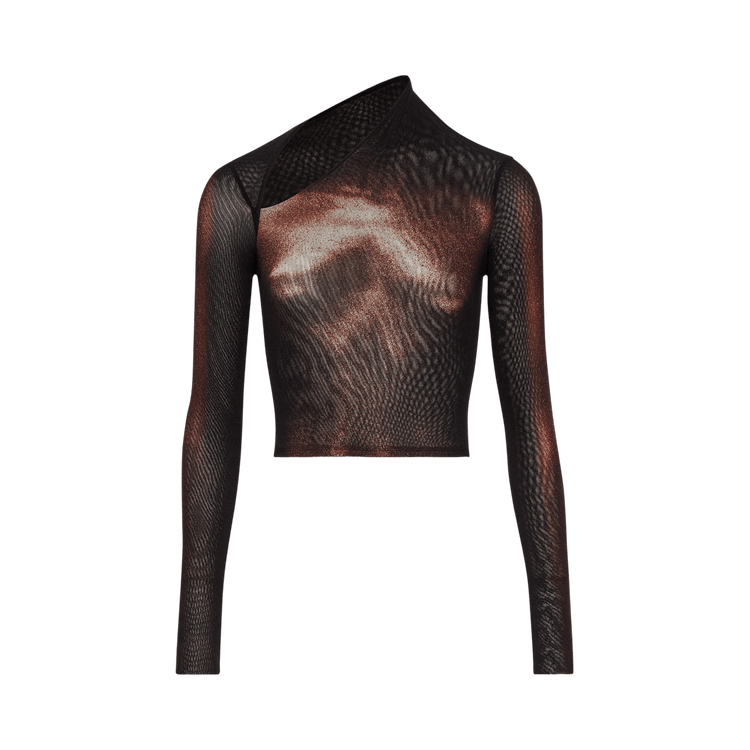 Jean Paul Gaultier Mesh Long-Sleeve Body Dust Crew Neck Top 'Black/Brown'