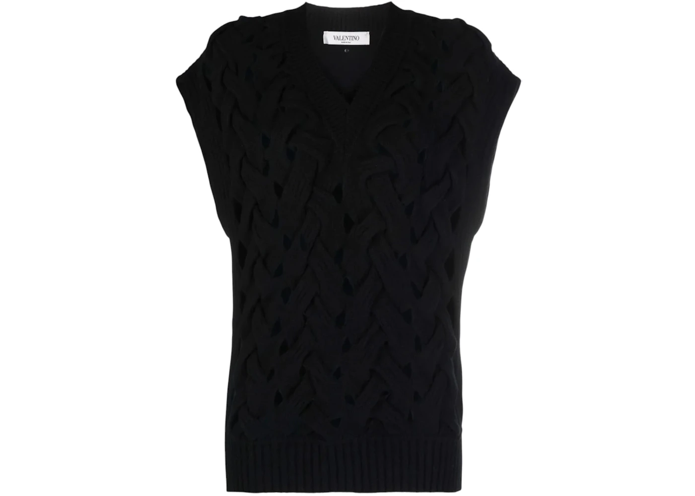 Valentino Women's Garavani Open-Knit Wool-Blend Vest Black