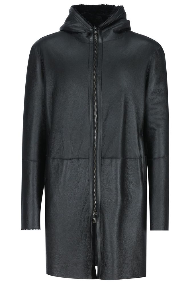 Tagliatore Wilson Leather Long Hooded Jacket