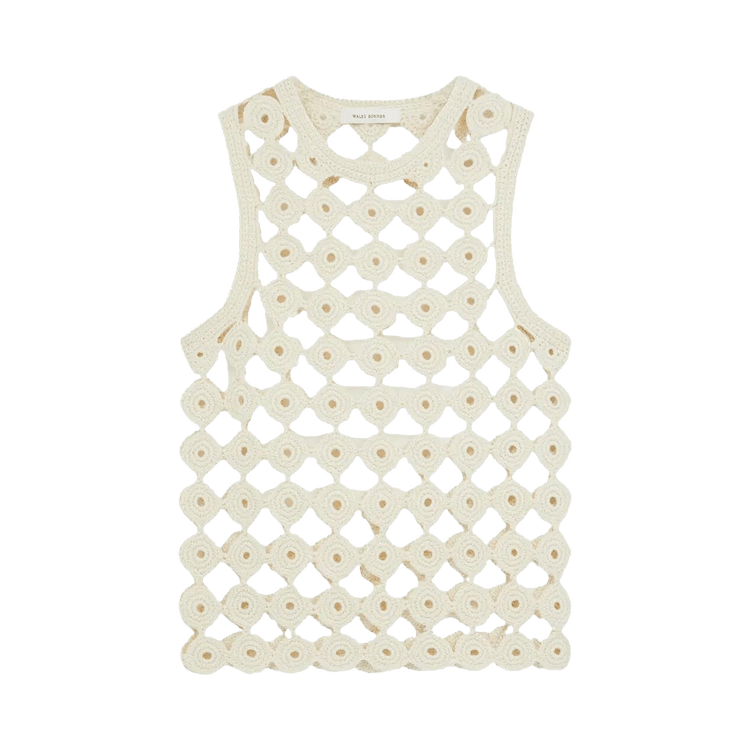 Wales Bonner Stanza Knit Crochet Vest 'Beige'