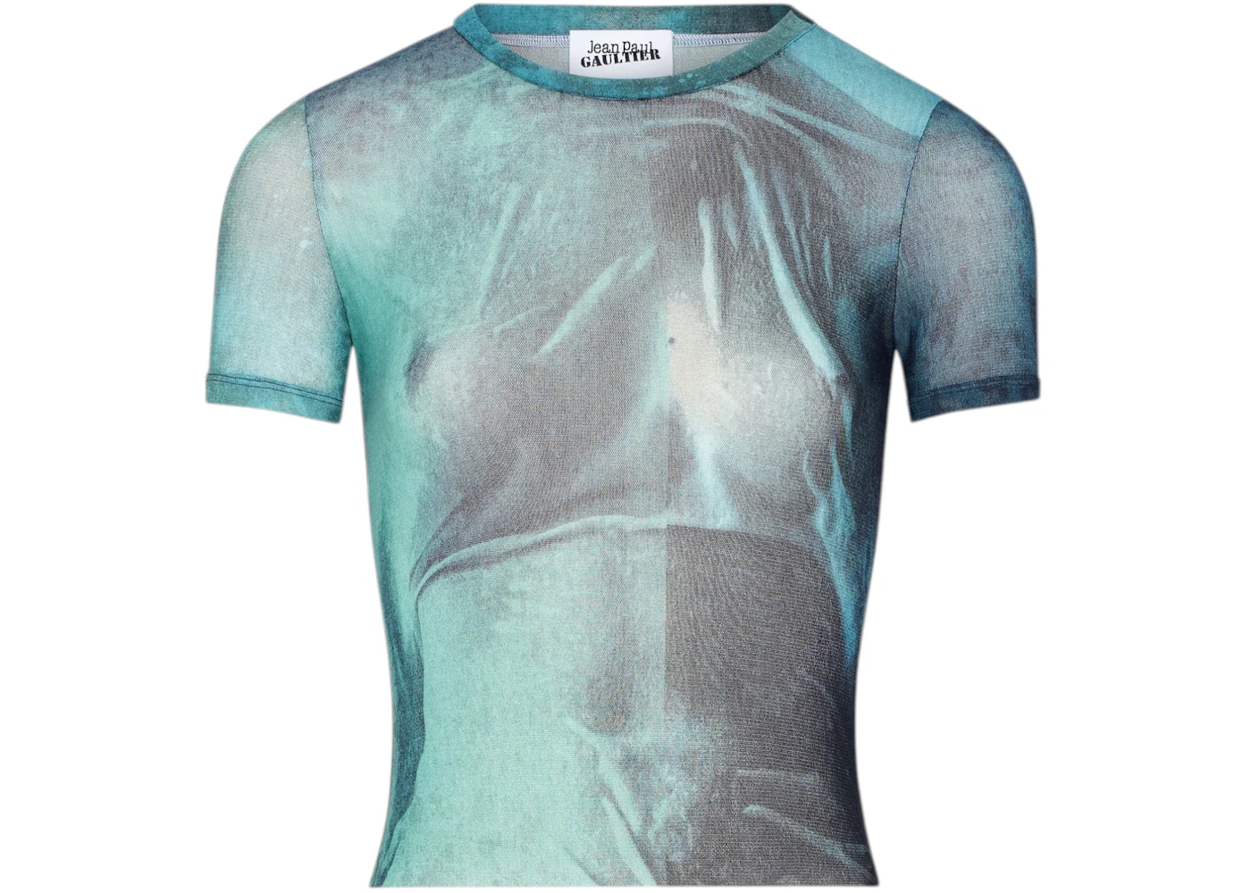 Jean Paul Gaultier Women's Mesh Printed Water Tee Indigo/Vintage Blue