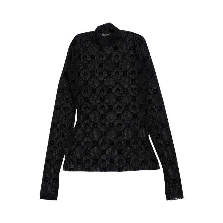 Marine Serre Moonogram Mesh Flock Hight Neck Top 'Black'