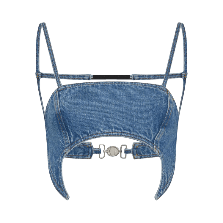 Marine Serre Light Blue Denim Bra Top 'Light Blue'