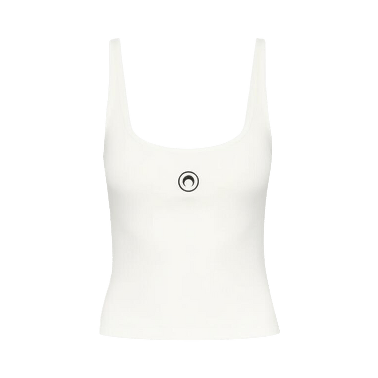 Marine Serre Moon Logo Ribbed Crop Tank Top 'White'