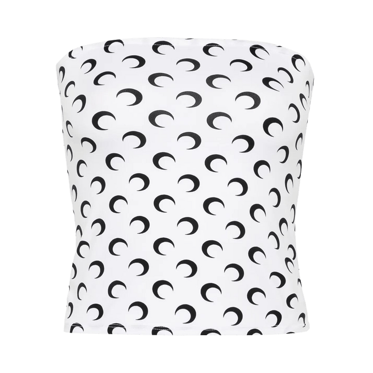 Marine Serre Moon Printed Jersey Sleeveless Tube Top 'Optical White'