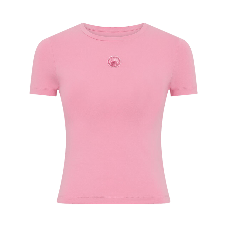 Marine Serre Pearl Logo Short-Sleeve Fit T-Shirt 'Pink'
