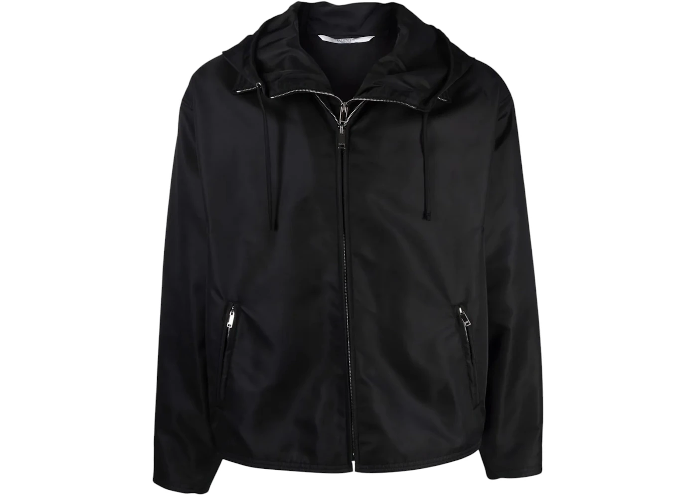 Valentino Dual Zip-Detail Hooded Short Jacket Black