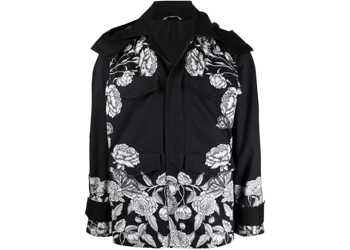 Valentino Garavani Dark Blooming-Print Hooded Jacket Black/Dark Blooming 2/Bla