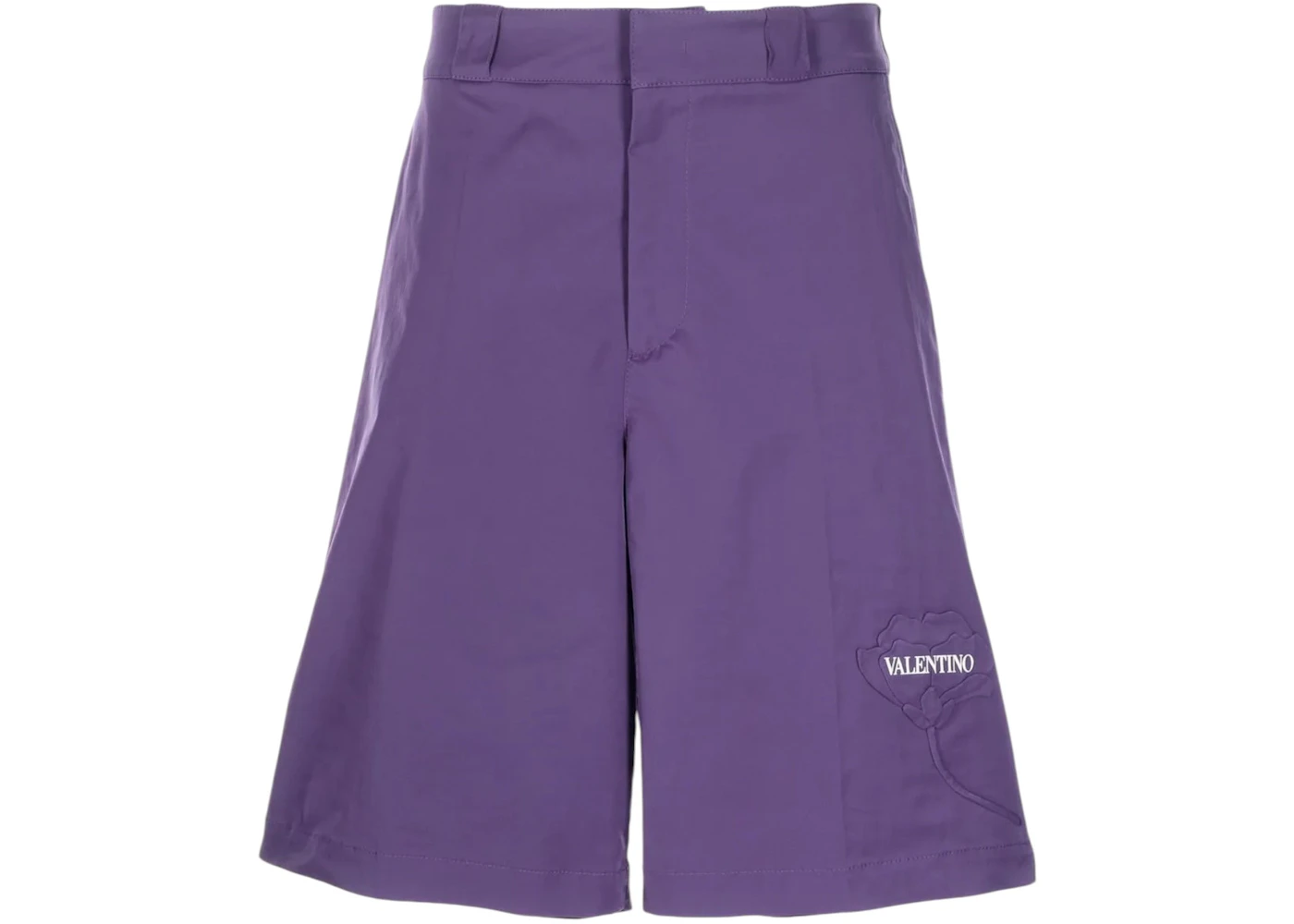 Valentino Garavani Floral-Applique Shorts Violet/White