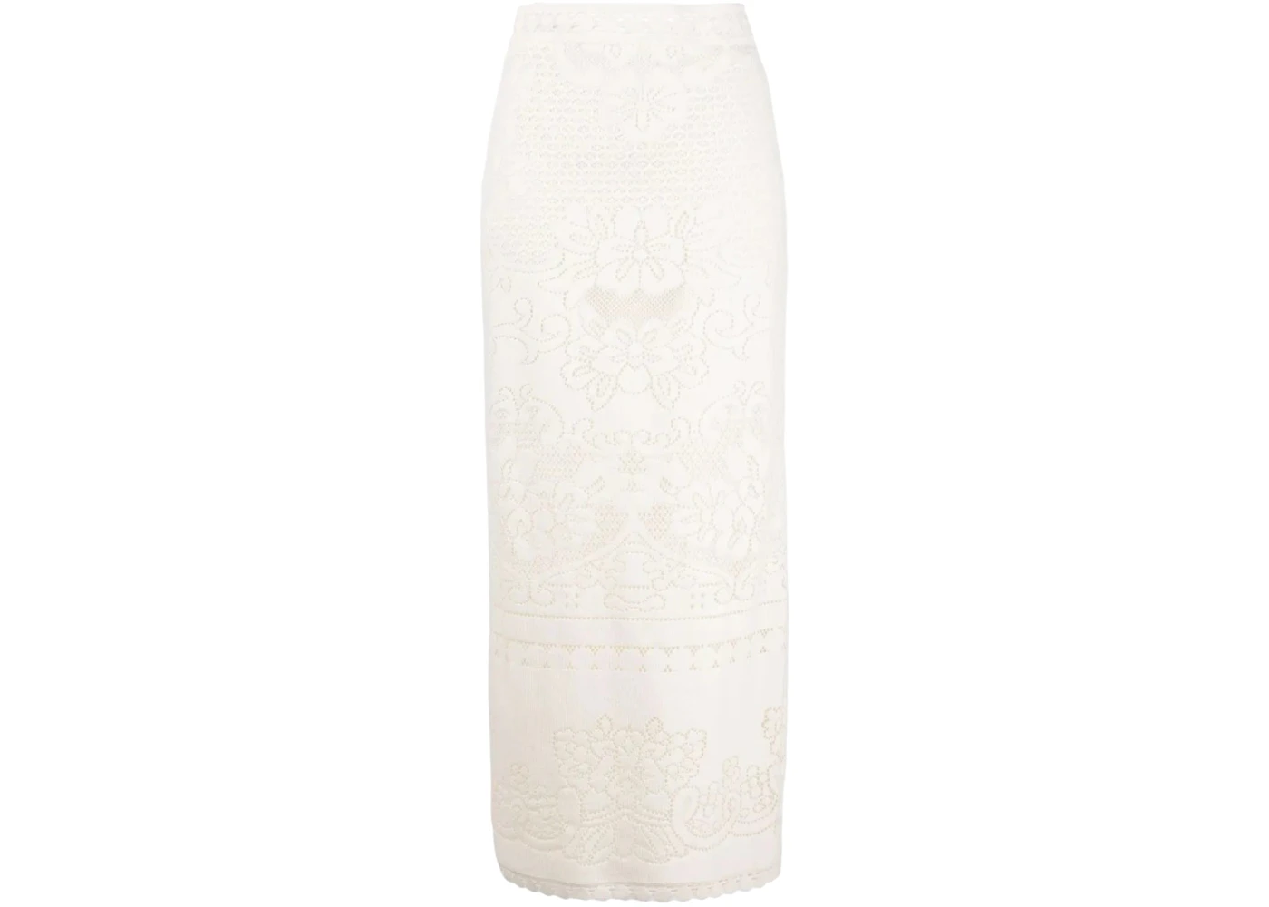 Valentino Women's High-Waisted Heavy Lace Skirt Neutrals