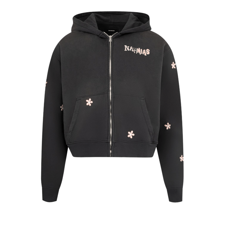 Nahmias Flower Groms Zip Up Hoodie 'Aged Black'