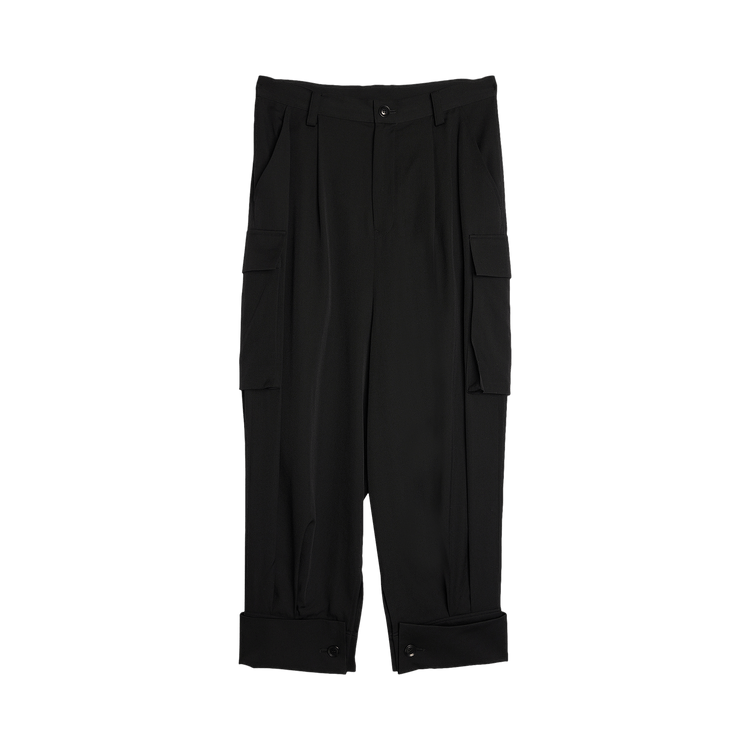 Y's Gabardine Cuffed Hem Cargo Pants 'Black'