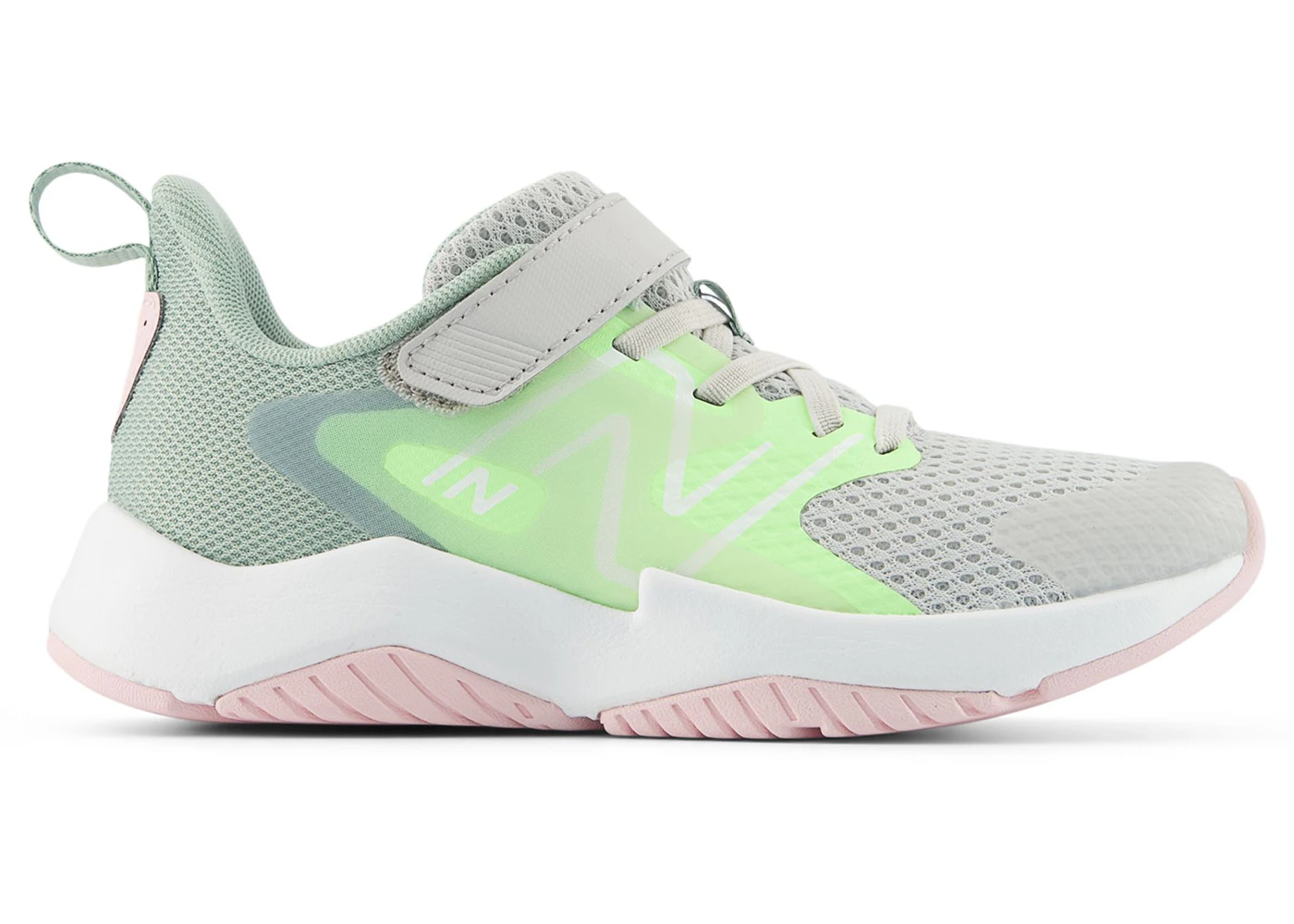 New Balance Rave Run v2 Bungee Lace Grey Matter Mint Flash Mosaic Green (PS)