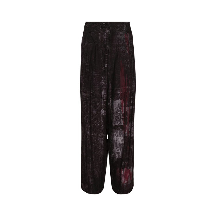 Y's Cupro-Dungaree Twill Gather Pants 'Blue/Green'