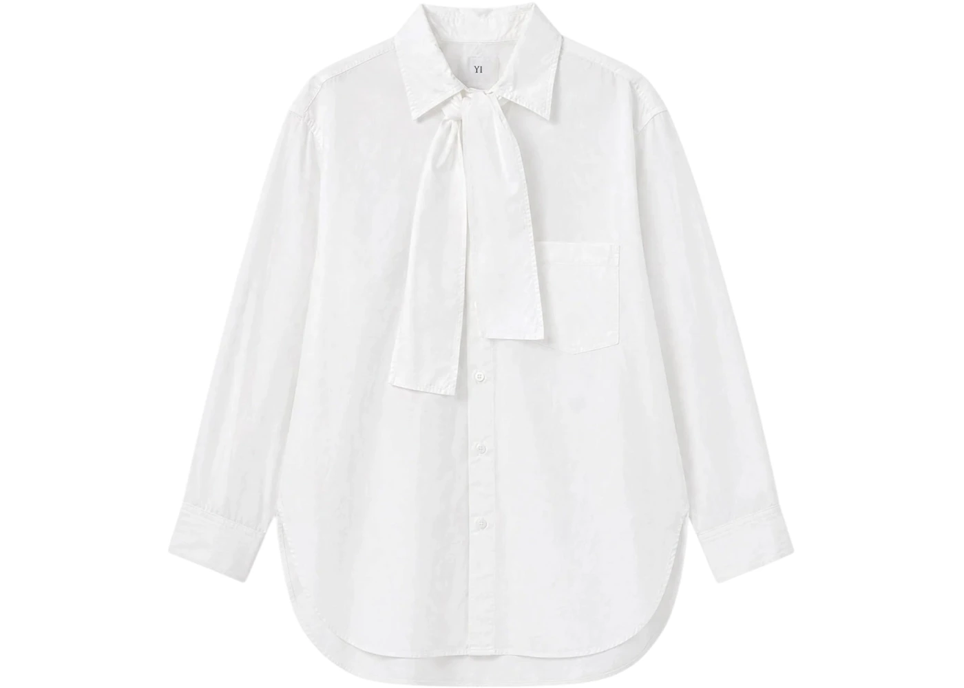 Y's Women's U-Bow Collar Shirt White