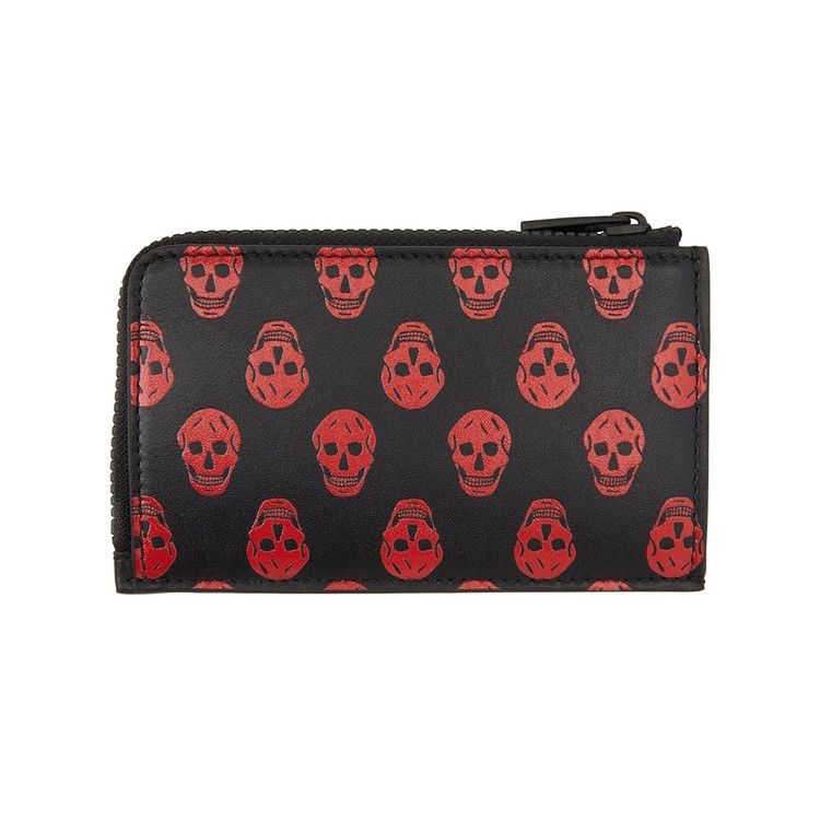 Alexander McQueen Biker Skull Zip Card Holder 'Black/Red'