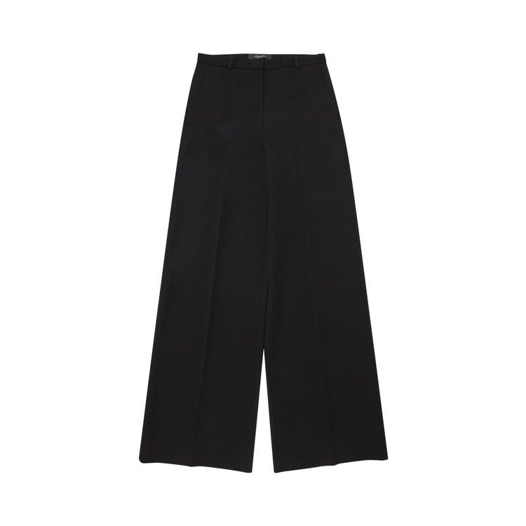 Versace Wide Leg Pleated Wool Pants 'Black'