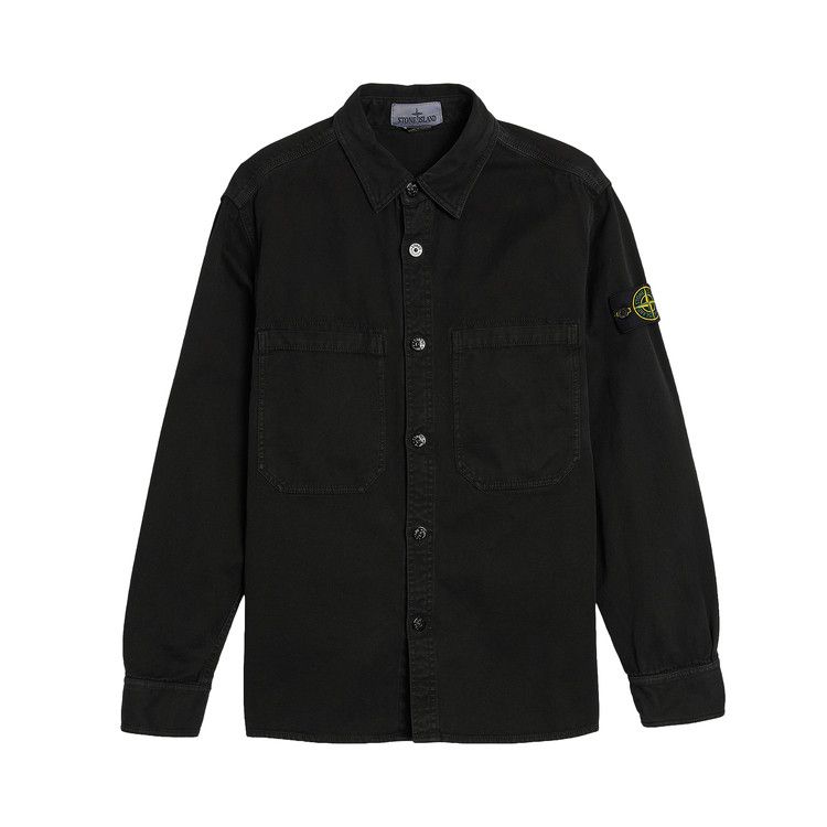Stone Island Organic Panama Cotton Overshirt 'Black'