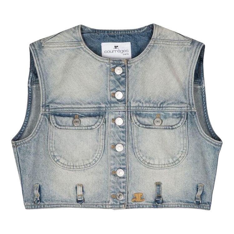 Courrèges Multiflex Denim Cropped Vest 'Light Blue Wash'