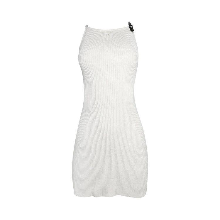 Courrèges Neckline Rib Knit Dress 'Lime Stone'