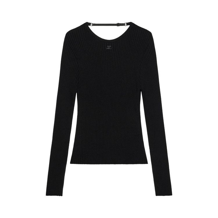 Courrèges Lingerie Strap Rib Knit Sweater 'Black'