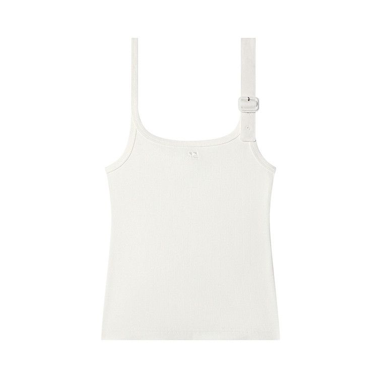 Courrèges Buckle 90's Rib Tank Top 'Heritage White'