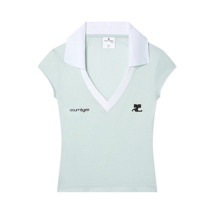 Courrèges Sports Cropped Polo 'Light Mint/Heritage White'