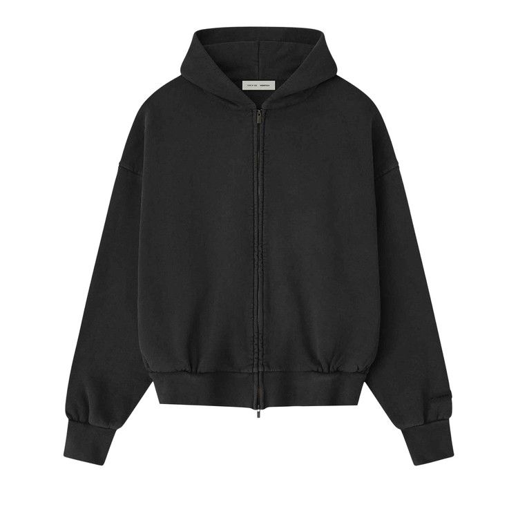 Fear of God Essentials Embroidered Classic Full Zip Hoodie 'Vintage Black'