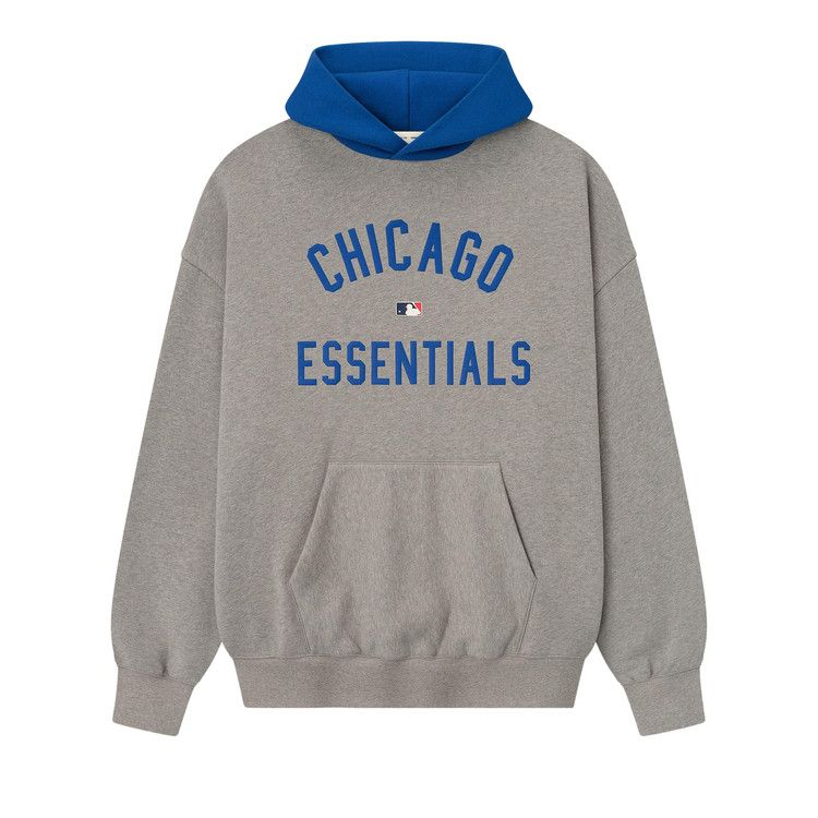 Fear of God Essentials Cubs Sport Hoodie 'Concrete Heather/Blue'