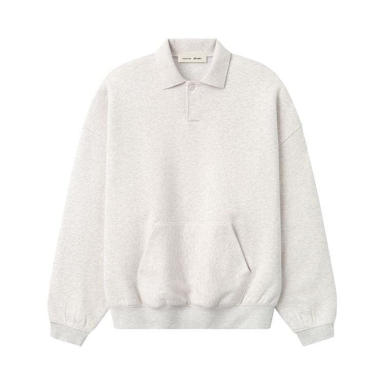 Fear of God Essentials Signature 90's Polo Sweatshirt 'Oatmeal Heather/Light Heather'
