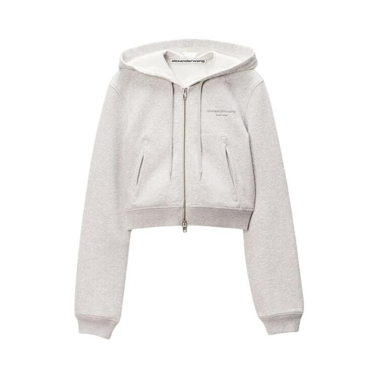 Alexander Wang Zip Up Allover Hotfix Fitted Long-Sleeve 'Light Heather Grey'