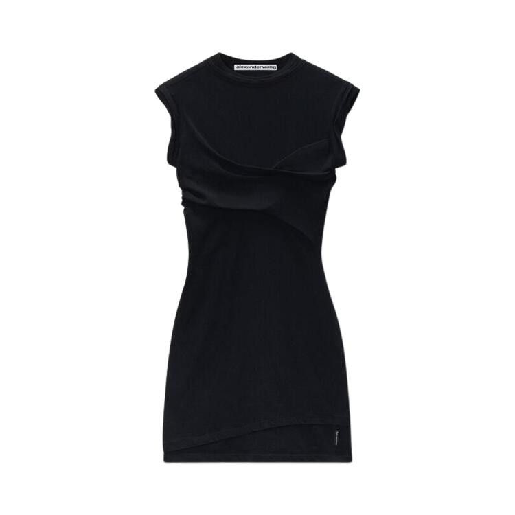 Alexander Wang Twisted Bust Mini Layered Sleeveless Dress 'Black'