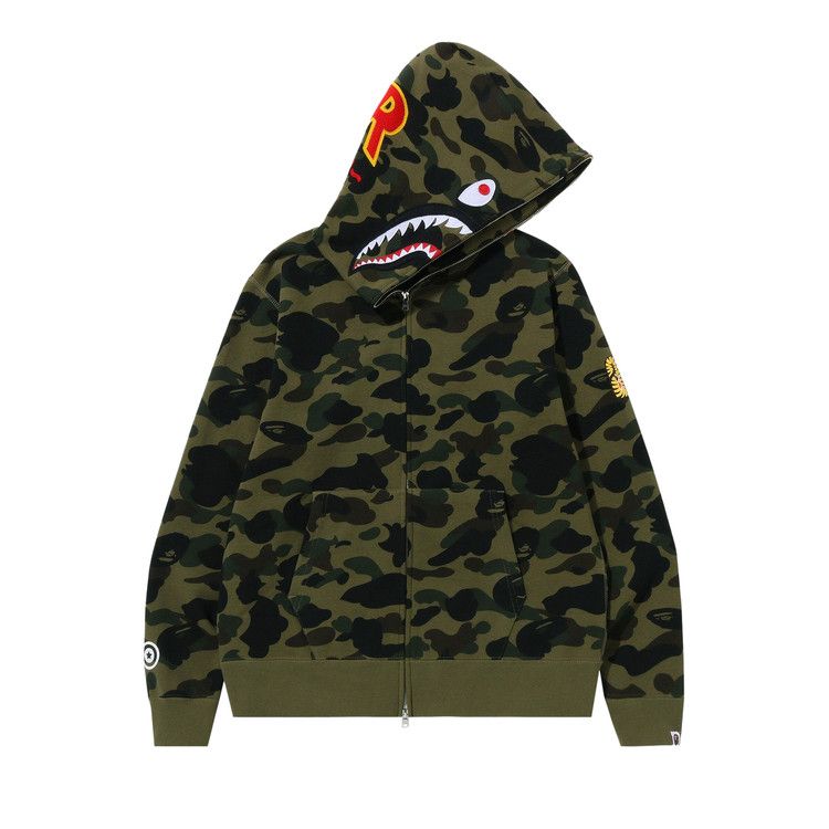 BAPE 1st Camo PONR Shark Full Zip Hoodie 'Green'