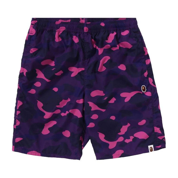 BAPE Color Camo Ape Head One Point Beach Shorts 'Purple'