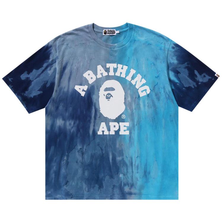 BAPE Ice Dye College Relaxed Fit Tee 'Blue'