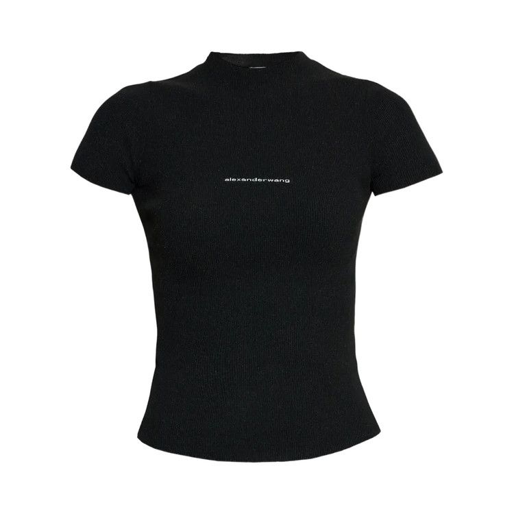 Alexander Wang Jacquard Logo Short-Sleeve Crewneck Top 'Black'