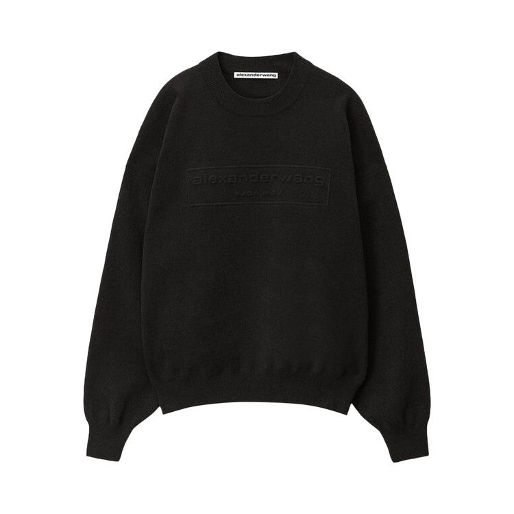 Alexander Wang Embossed Logo Ribbed Pullover 'Black'