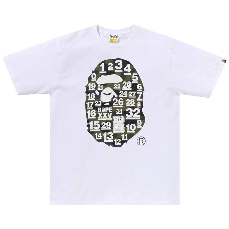 BAPE A Bathing Ape 32nd Anniversary 1st Camo Big Ape Head Tee 'White/Green'