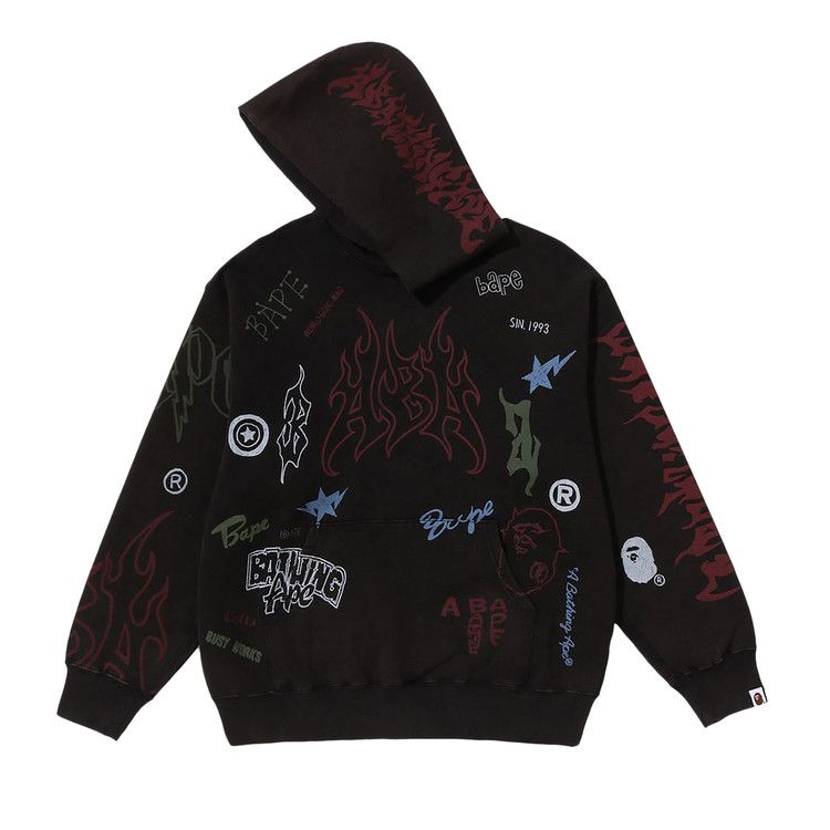 BAPE Allover Print Relaxed Fit Pullover Hoodie 'Black'
