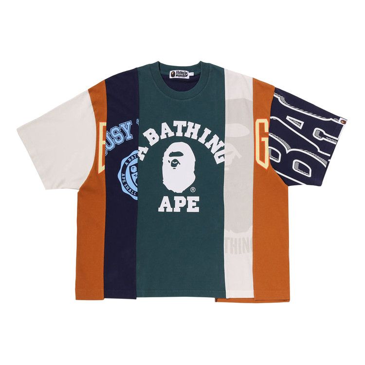 BAPE Upcycled Multi Logo Cropped Fit Tee 'Multicolor'