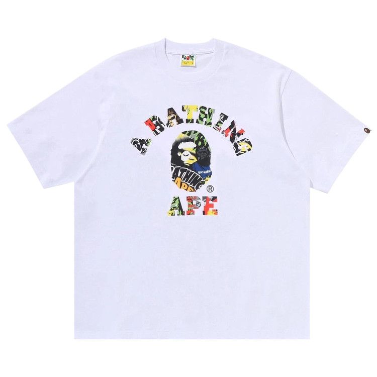 BAPE Multi Logo College Relaxed Fit Tee 'White'