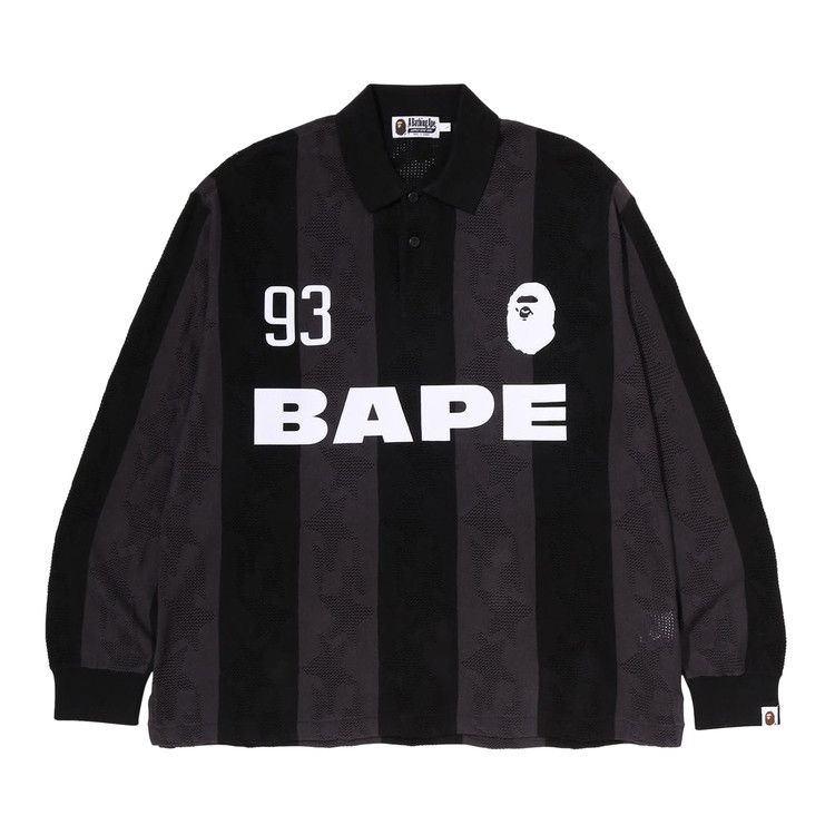 BAPE Stripe Pattern Jacquard Multi Logo Relaxed Fit Long-Sleeve Tee 'Black'