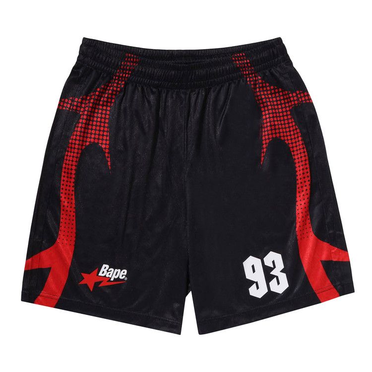 BAPE Flame Monogram Jacquard Relaxed Fit Football Shorts 'Black'