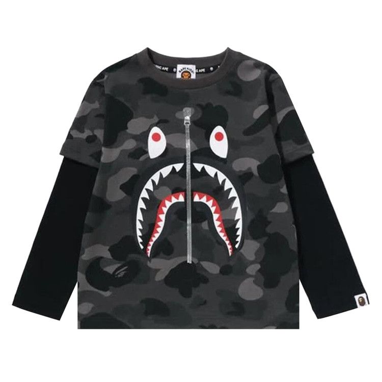 BAPE Color Camo Shark Layered Long-Sleeve Tee 'Black'