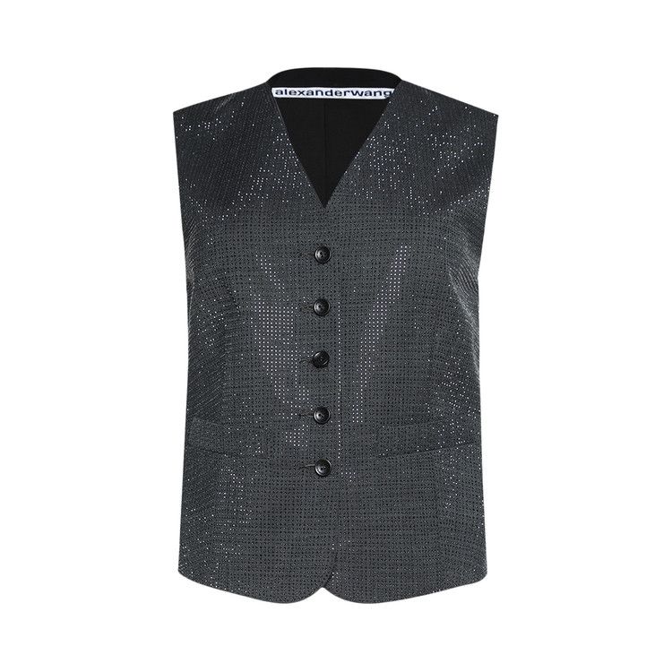Alexander Wang V-Neck Tailored Vest W/ Allover Hotfix 'Grey'