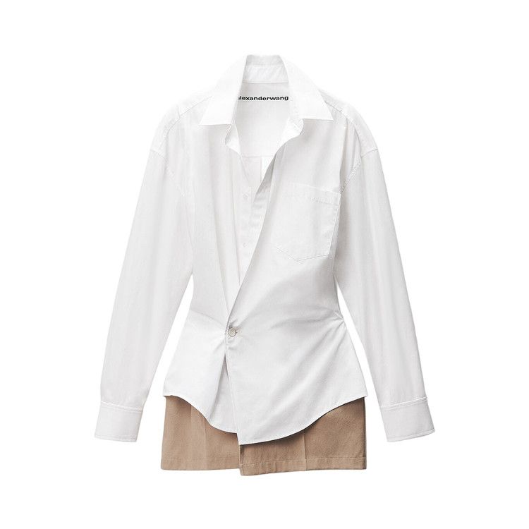 Alexander Wang Pre Styled Mini Wrap Dress with Twill 'White'